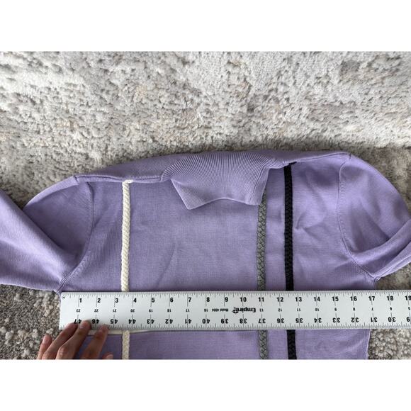 Carisle Size L Ribbed Mock Neck Silk Sweater Purple Long Sleeve Pullover - Picture 4 of 6